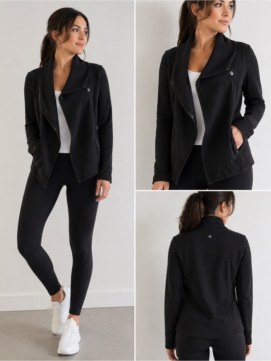 lululemon athletica Jackets & Blazers - Lululemon athletic Black Asymmetrical Jacket Size 10 | Draped Snap Collar